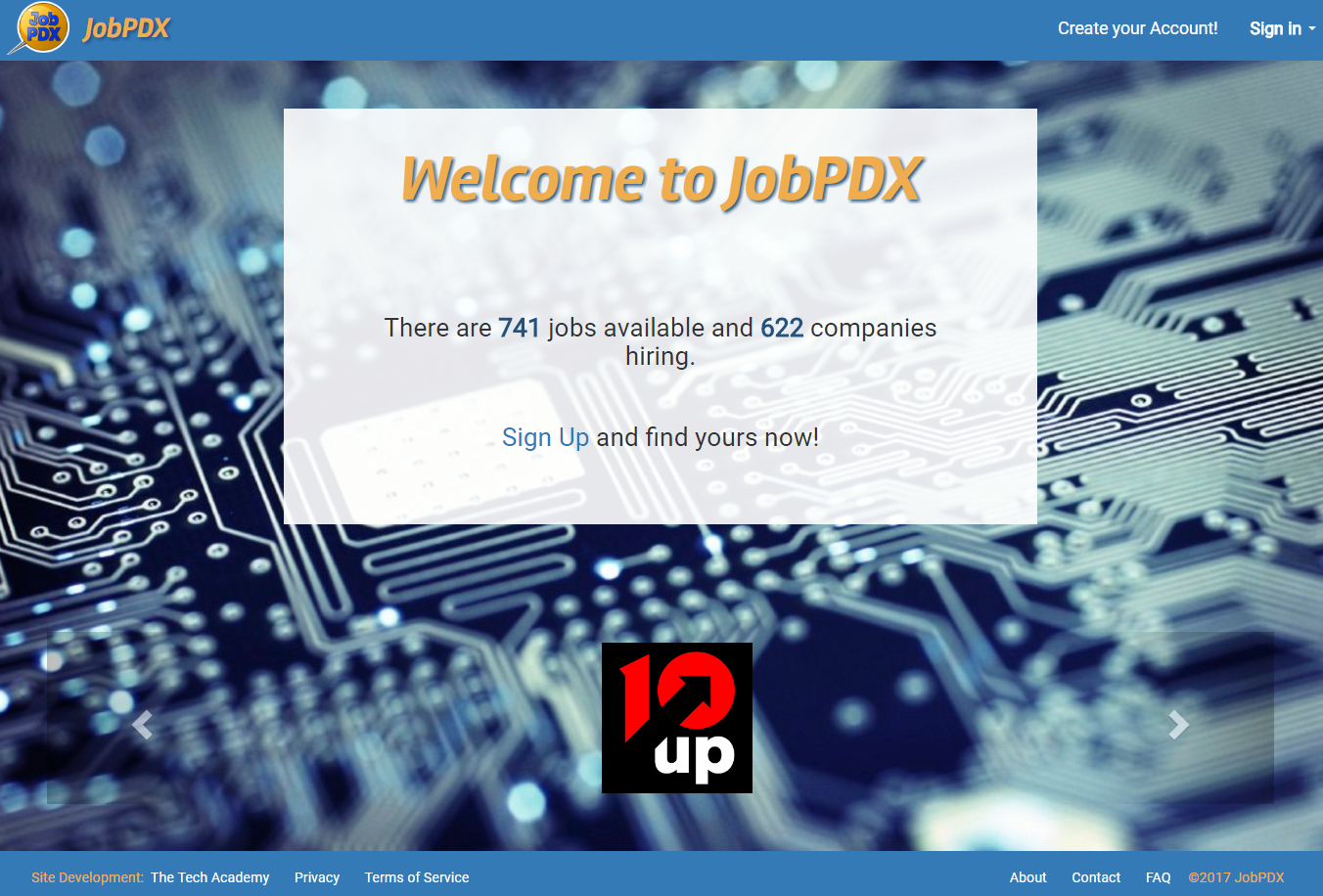 screenshot of JobPDX.com landing page