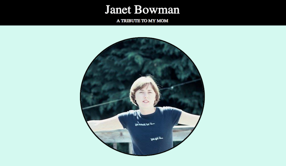 screenshot of tribute page