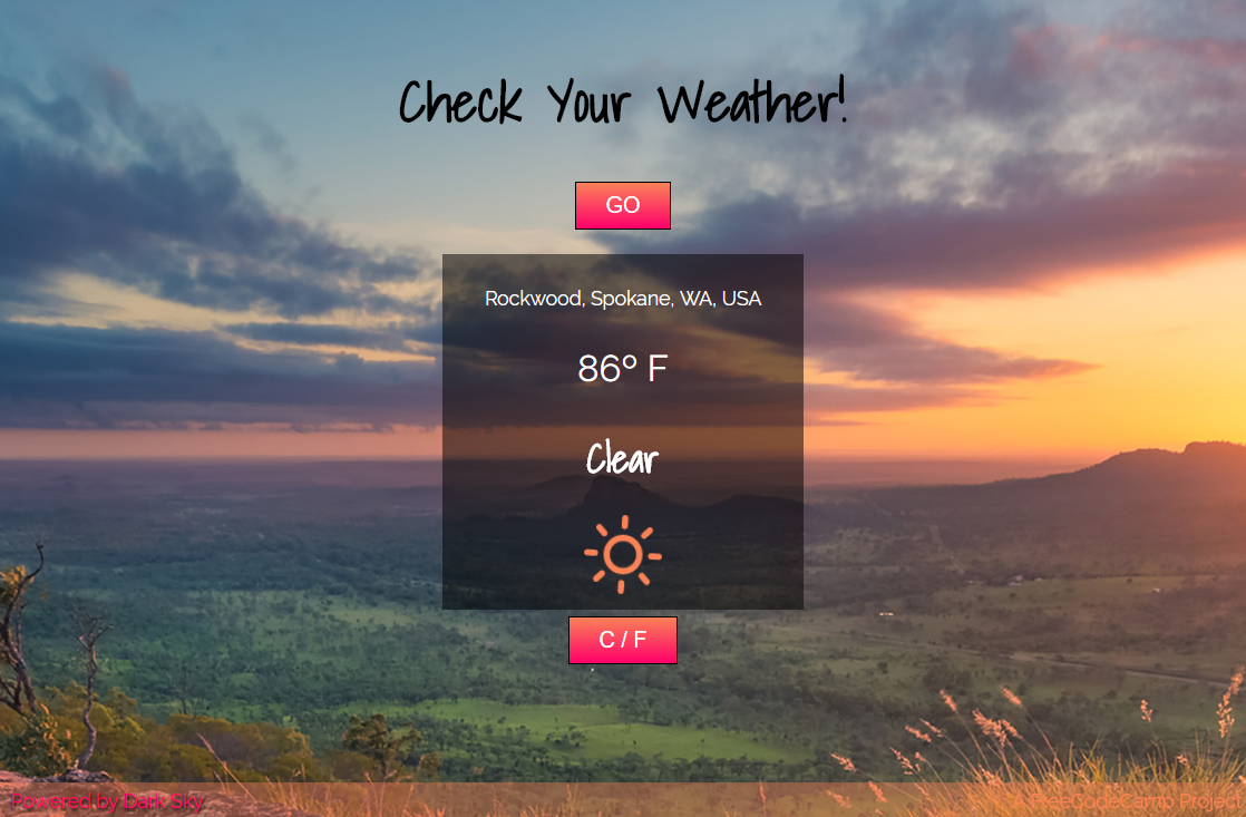 screenshot of CodePen weather application
